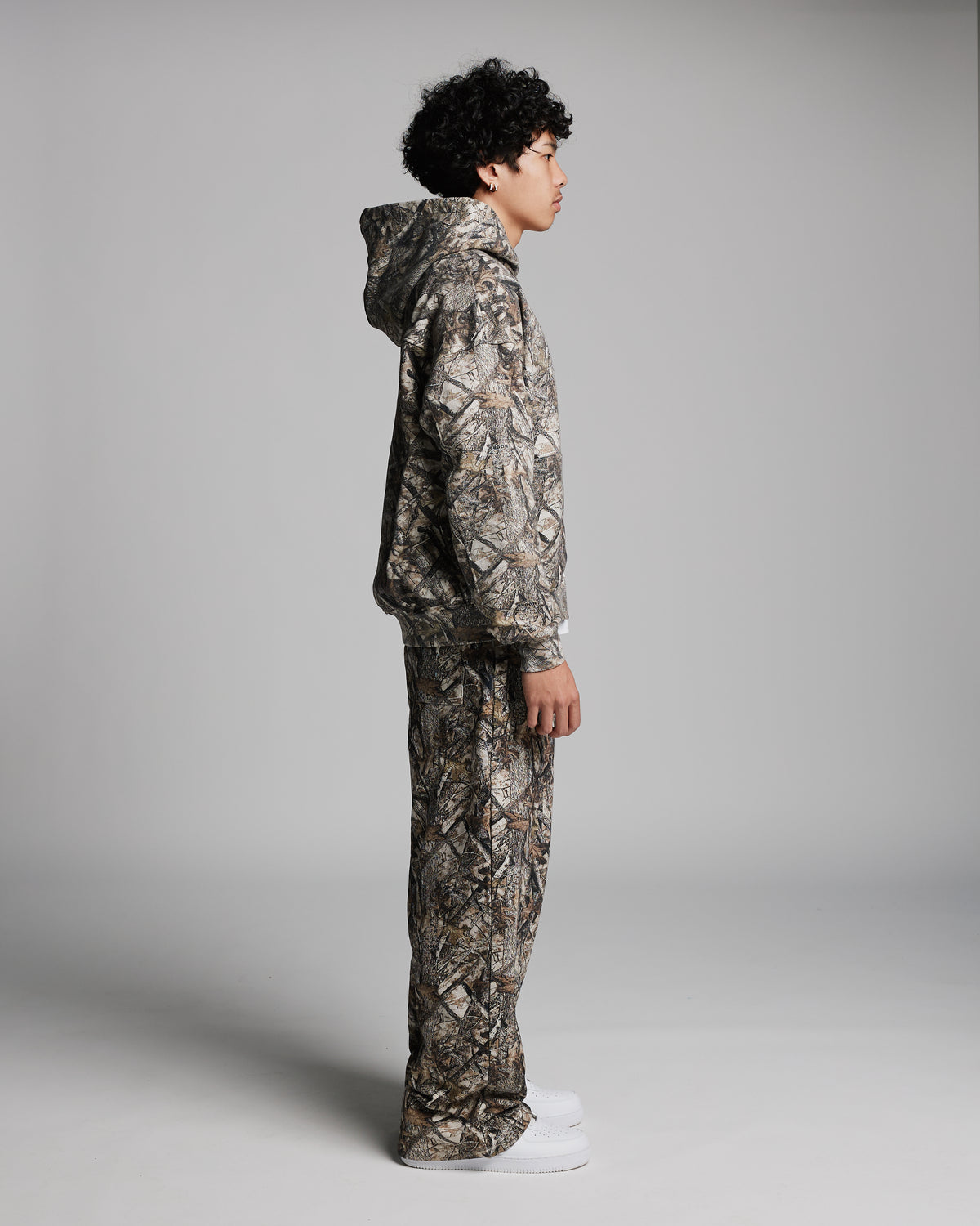 Drop Shoulder Zip Hoodie - Camo