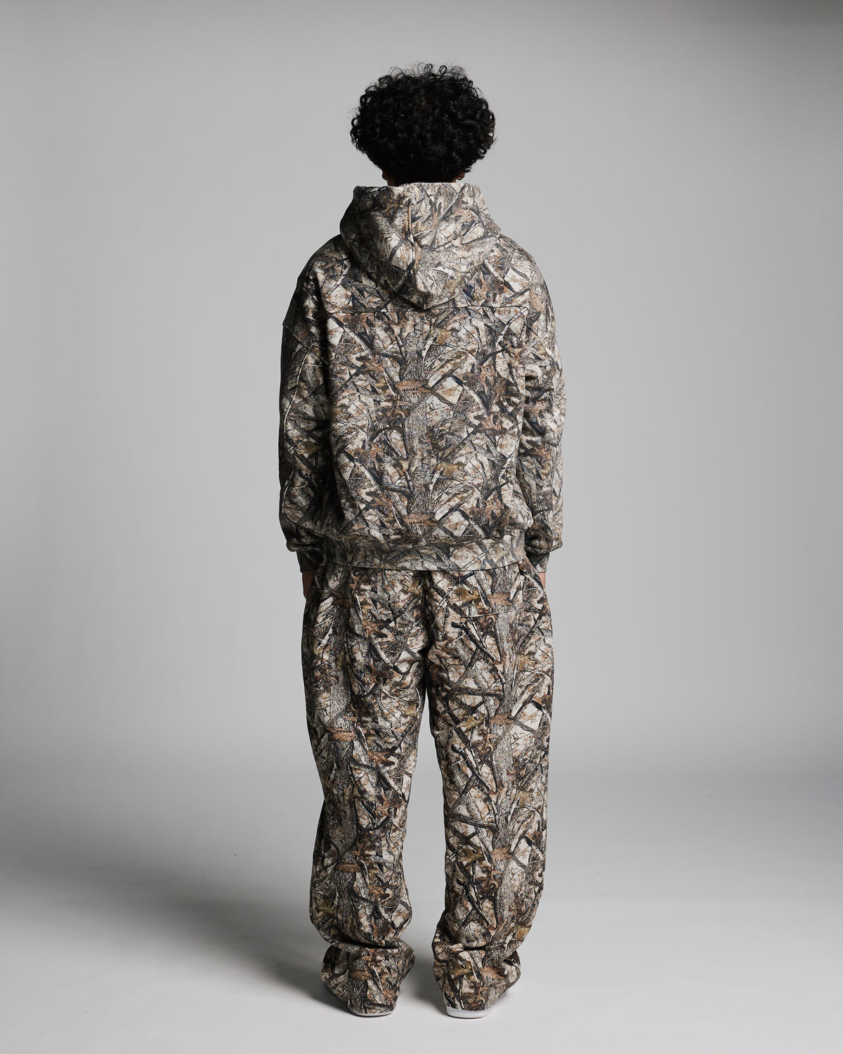 Drop Shoulder Zip Hoodie - Camo