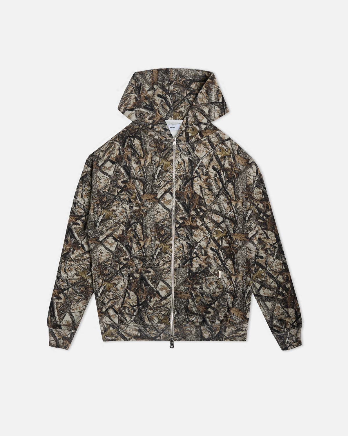 Drop Shoulder Zip Hoodie - Camo