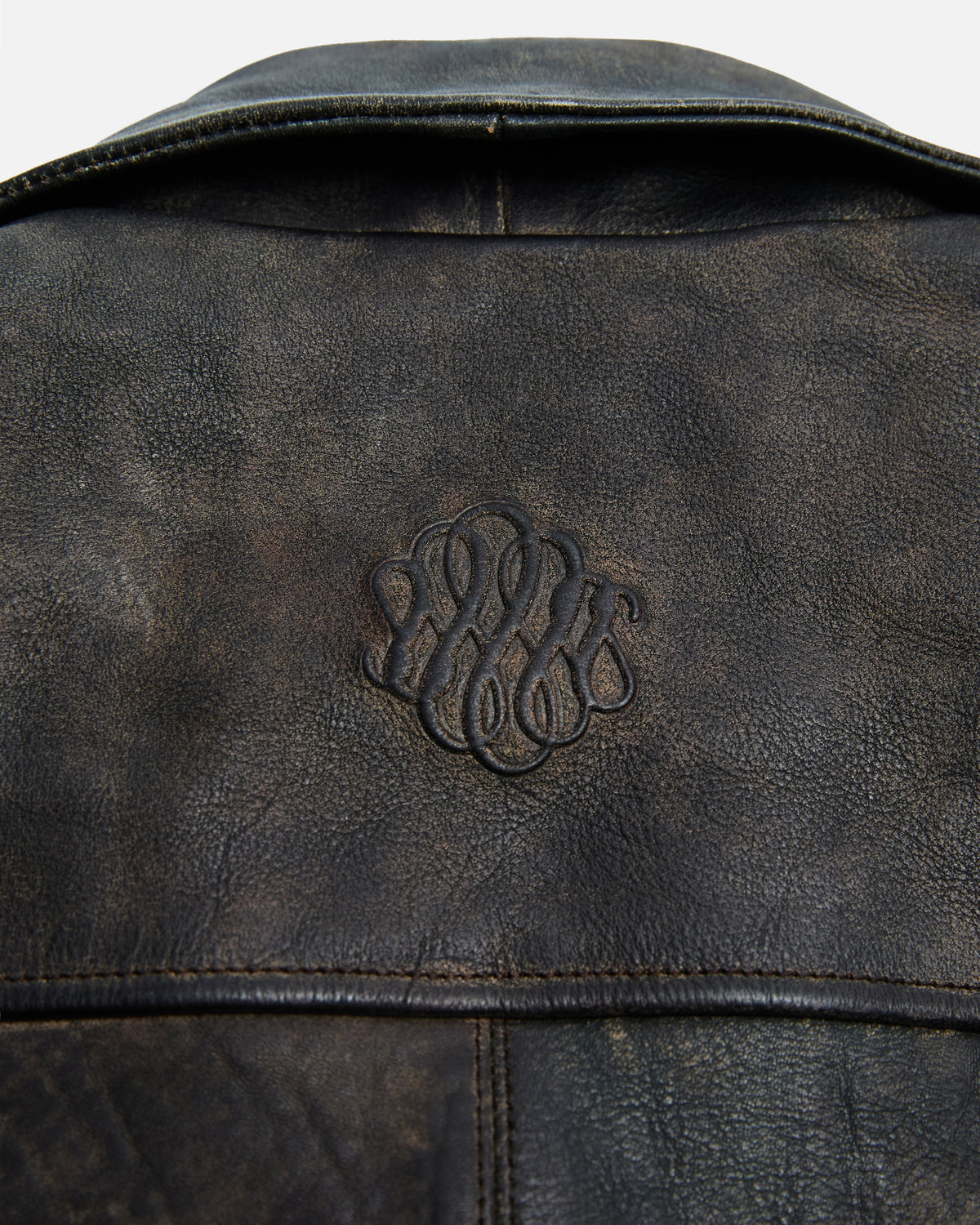 Double Breasted Leather Jacket - Vintage Black