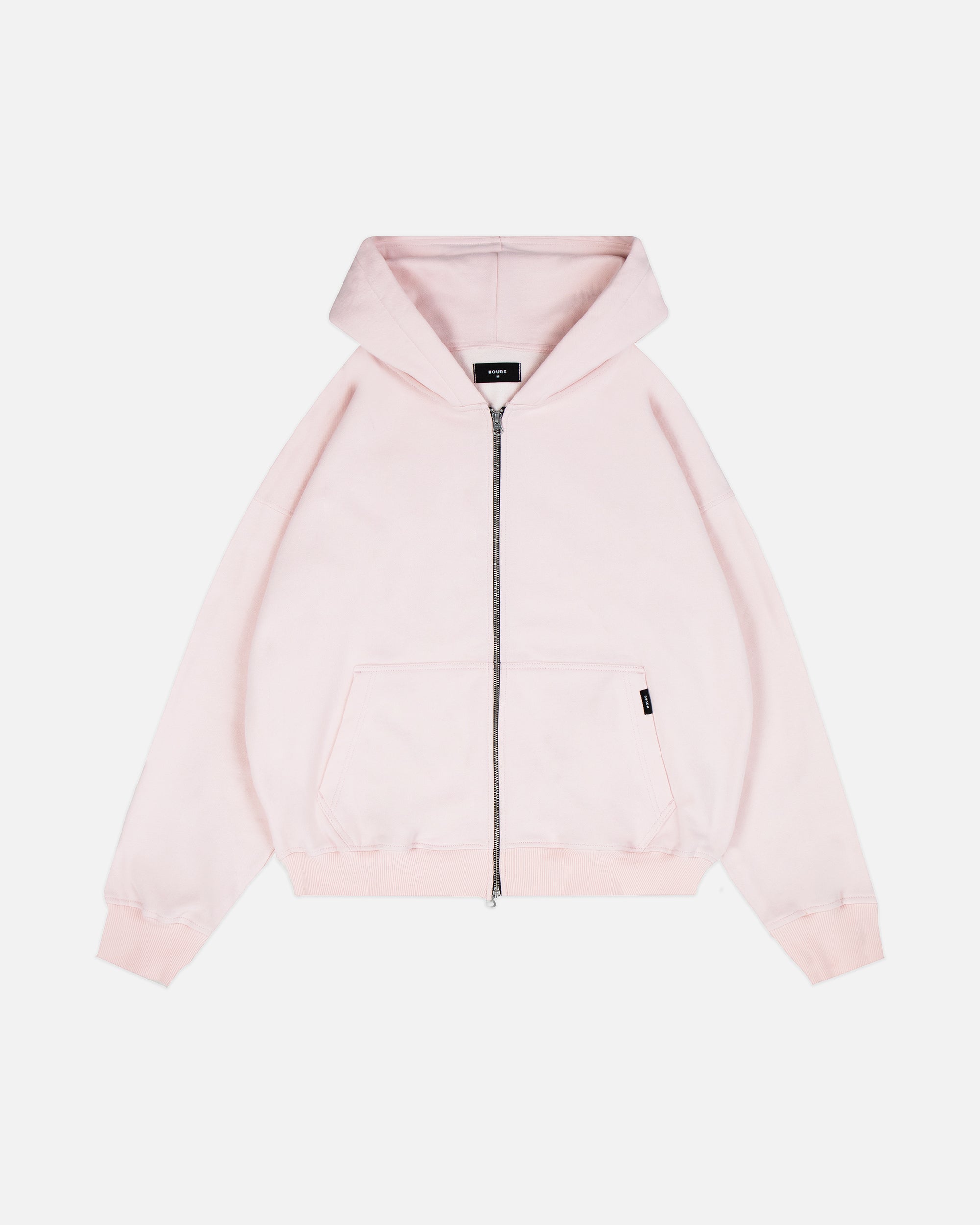 Drop Shoulder Zip Hoodie - Blush
