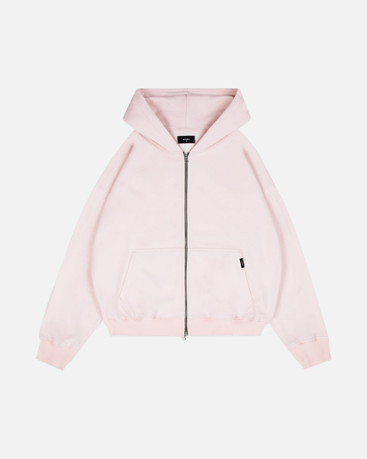 Drop Shoulder Zip Hoodie - Blush