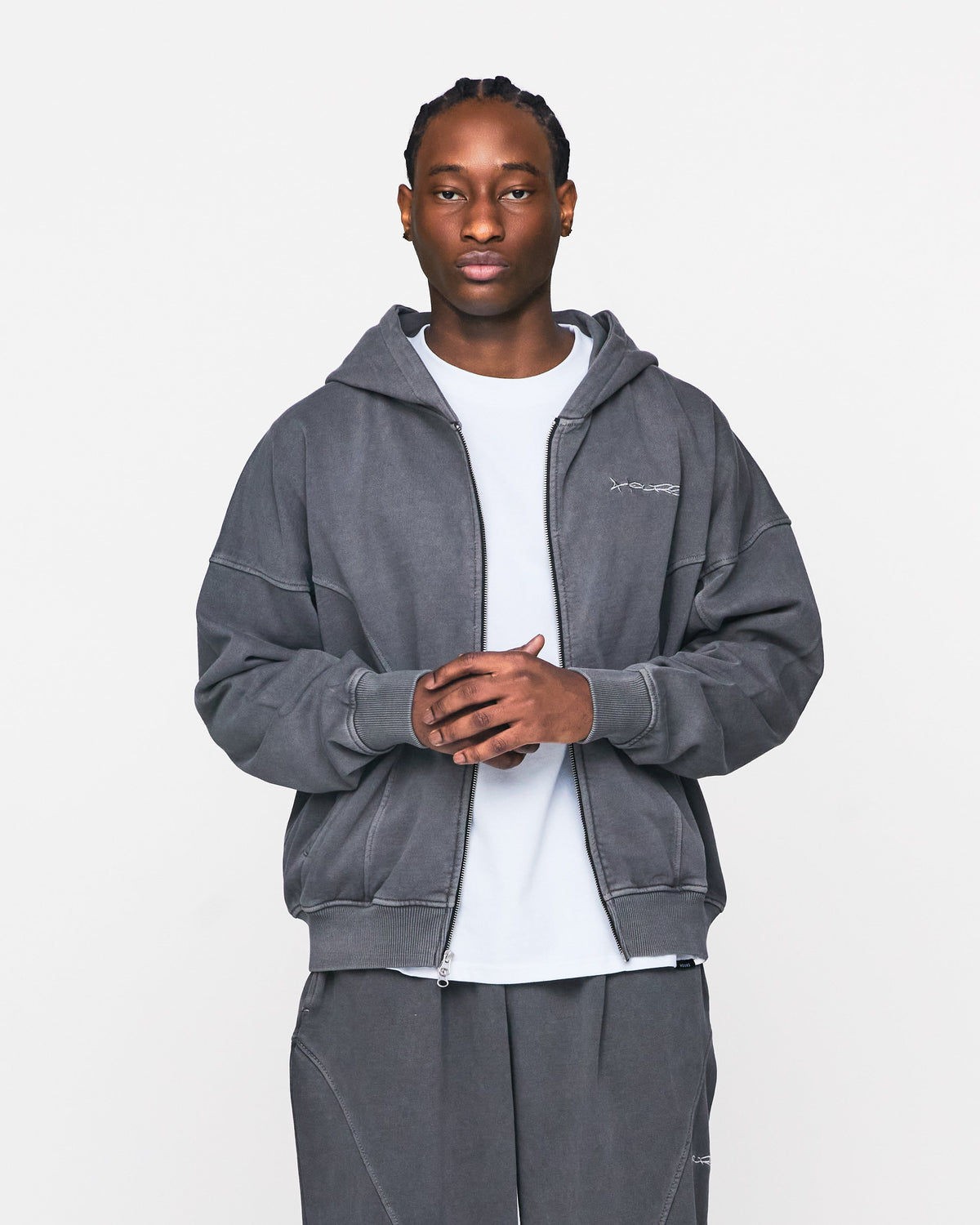 Signature Zip Hoodie - Vintage Grey