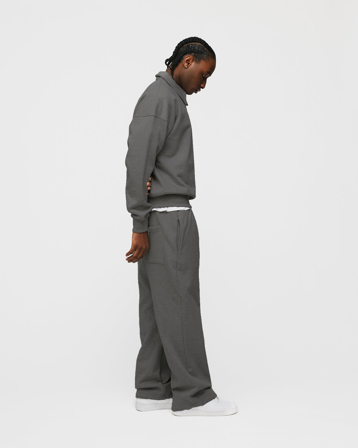 Drop Shoulder 1/4 Zip - Charcoal