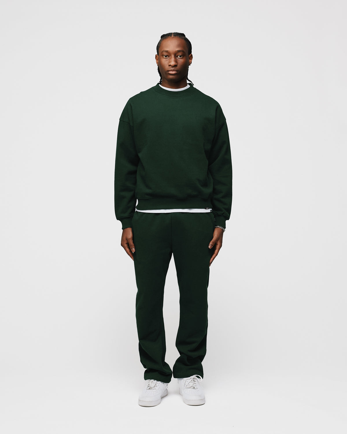 Open Bottom Sweatpants - Forest Green