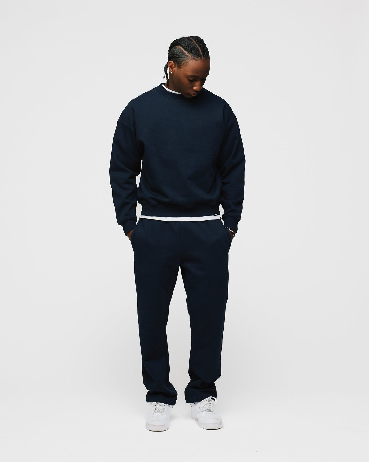 Open Bottom Sweatpants - Navy