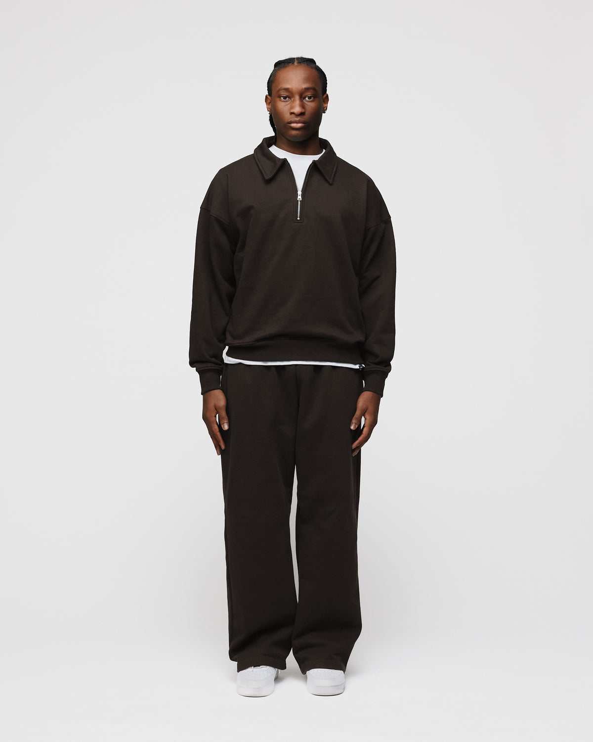 Drop Shoulder 1/4 Zip - Espresso