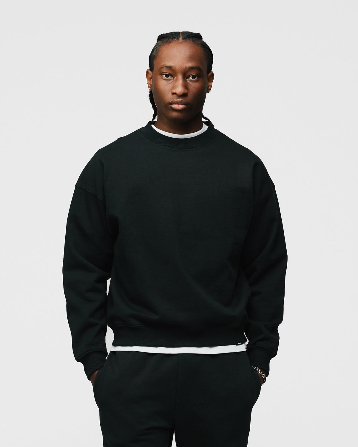 Drop Shoulder Crewneck - Black