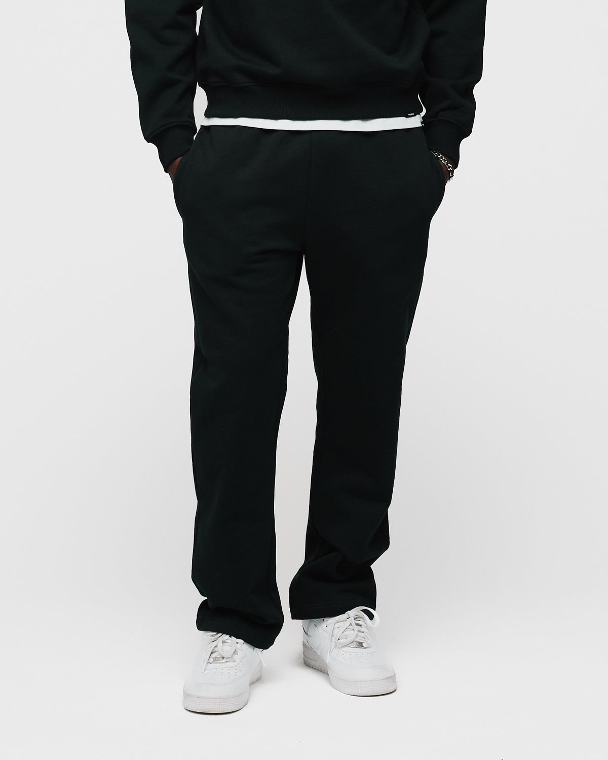 Open Bottom Sweatpants - Black
