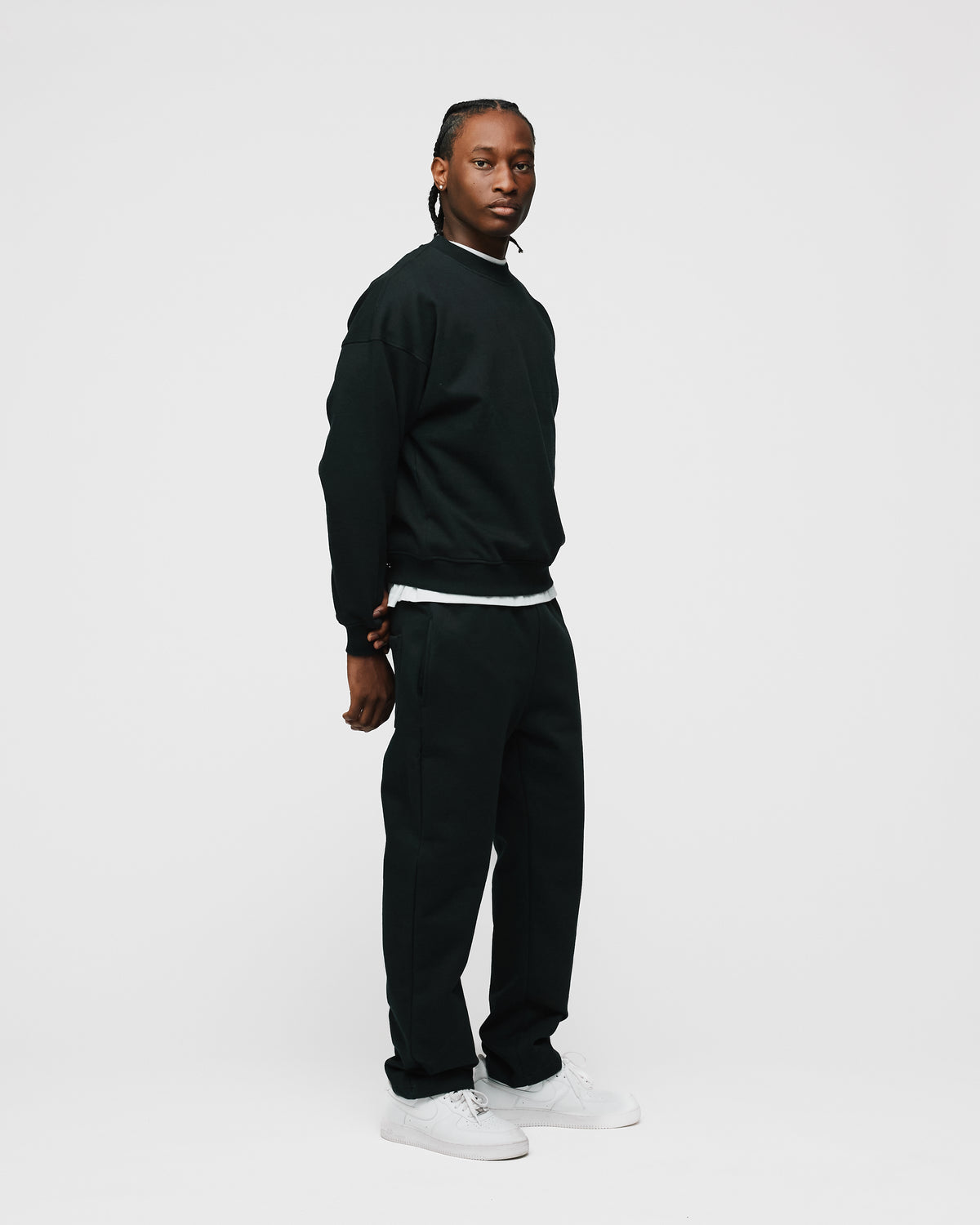 Drop Shoulder Crewneck - Black