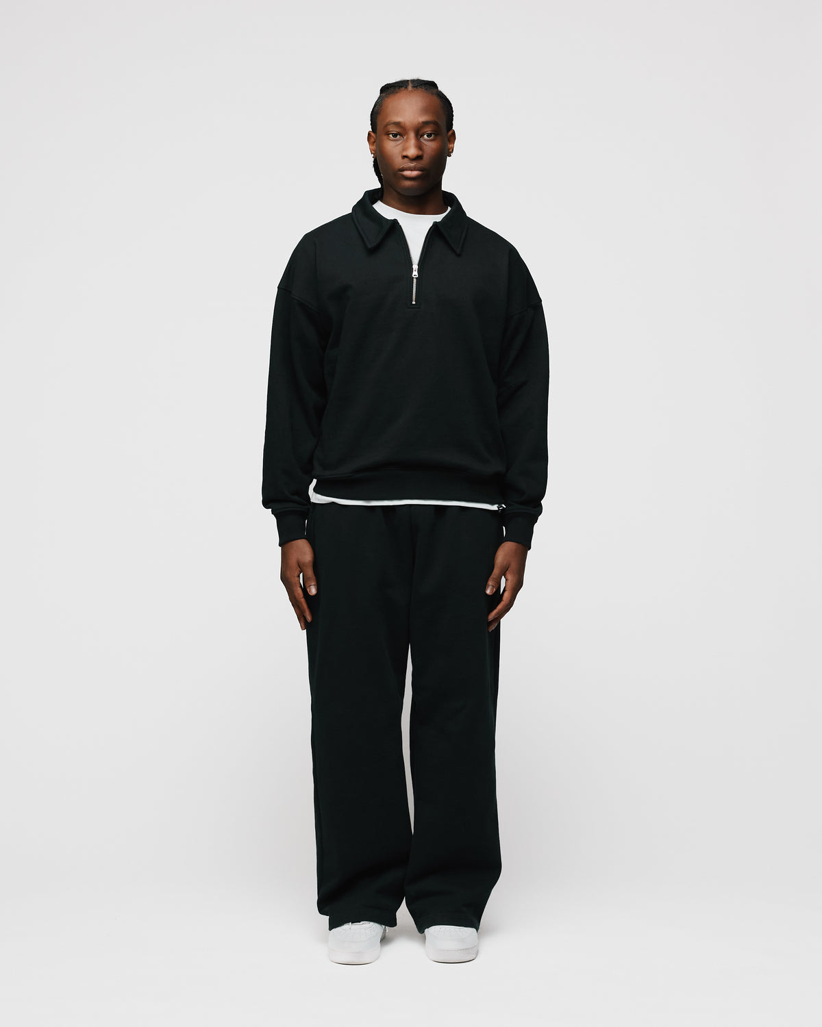 Drop Shoulder 1/4 Zip - Black