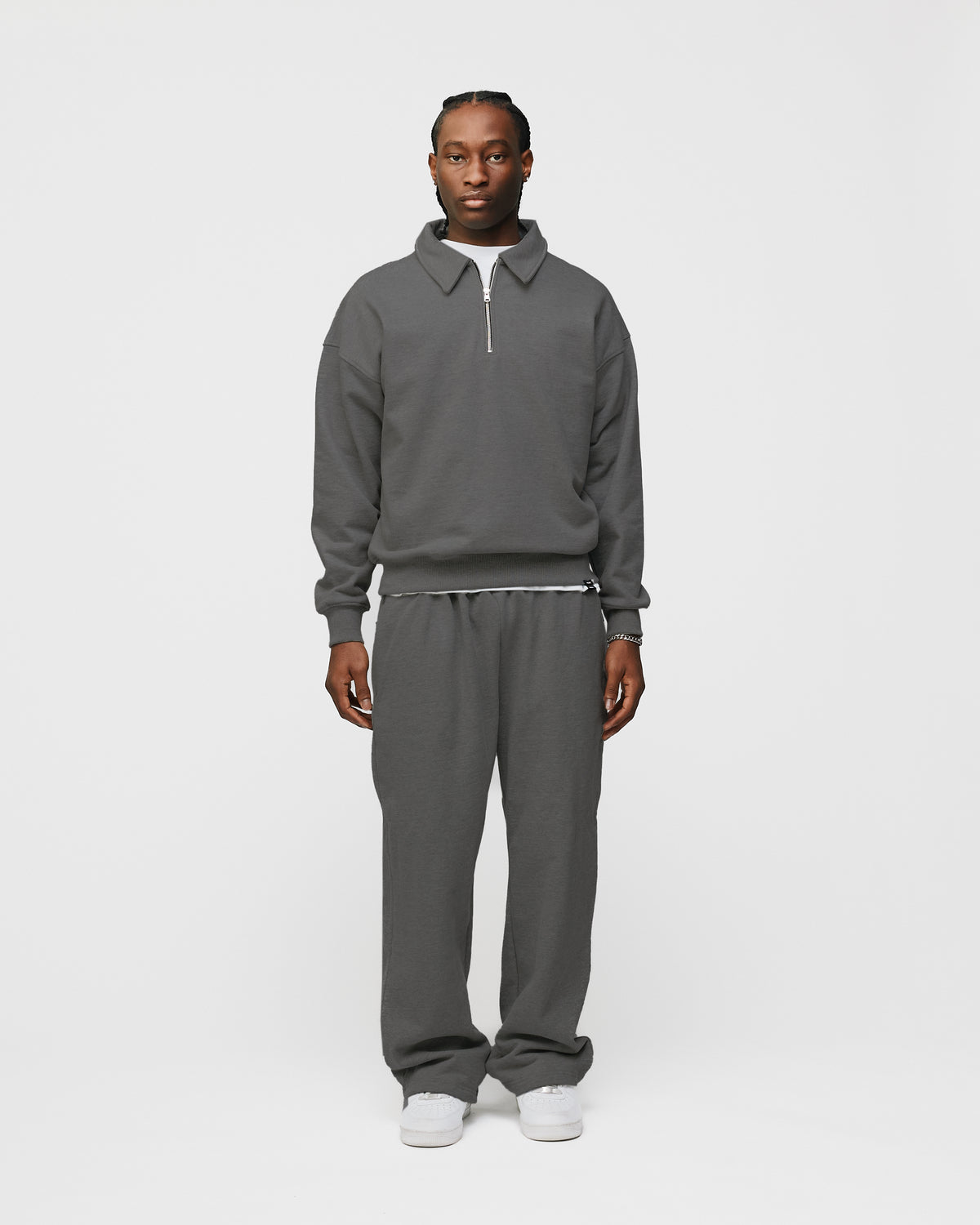 Drop Shoulder 1/4 Zip - Charcoal