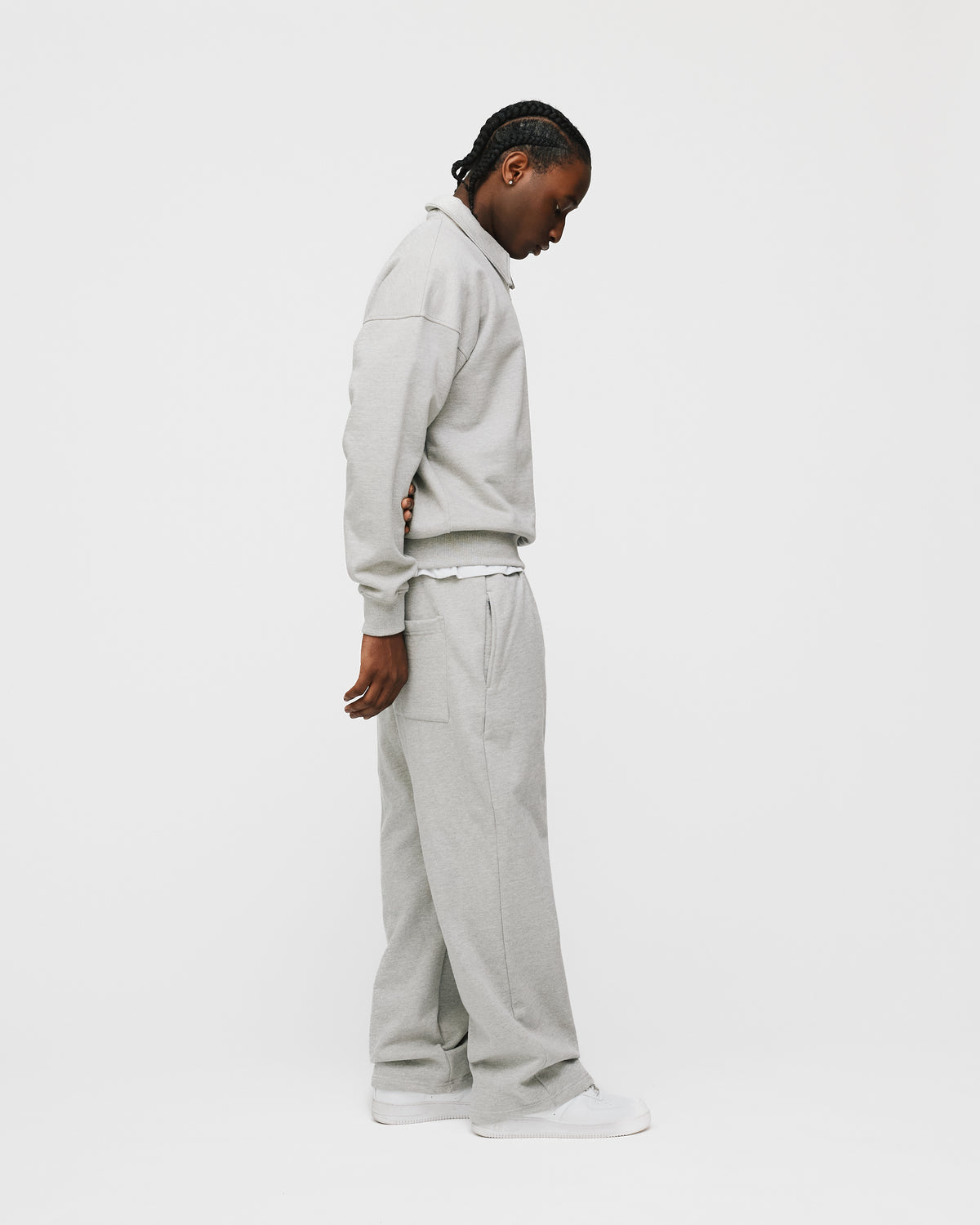 Drop Shoulder 1/4 Zip - Grey