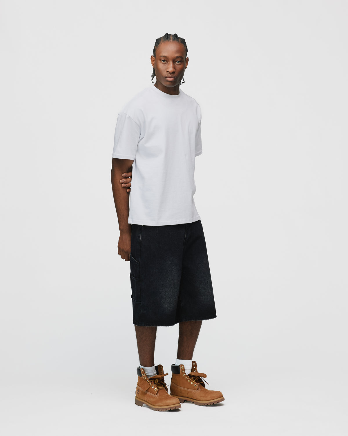 Baggy Denim Shorts - Washed Black