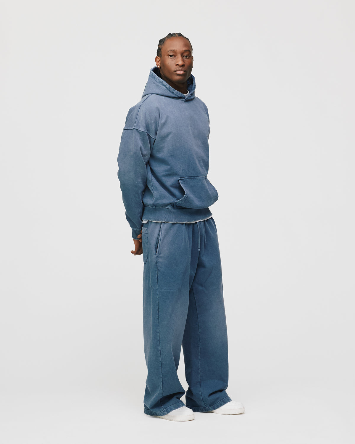 Drop Shoulder Hoodie - Sunfaded Blue