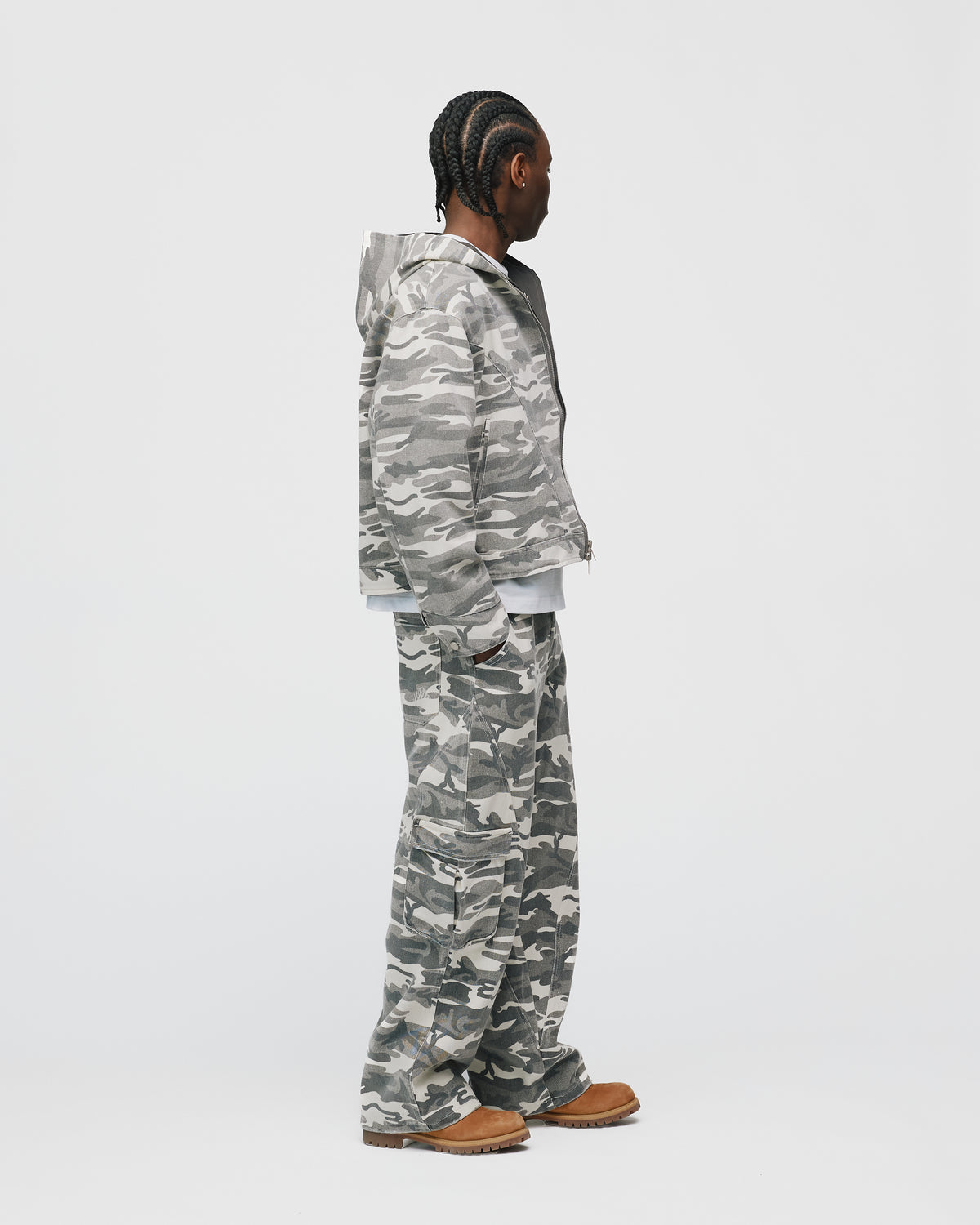 Reversible Hooded Jacket - White Camo