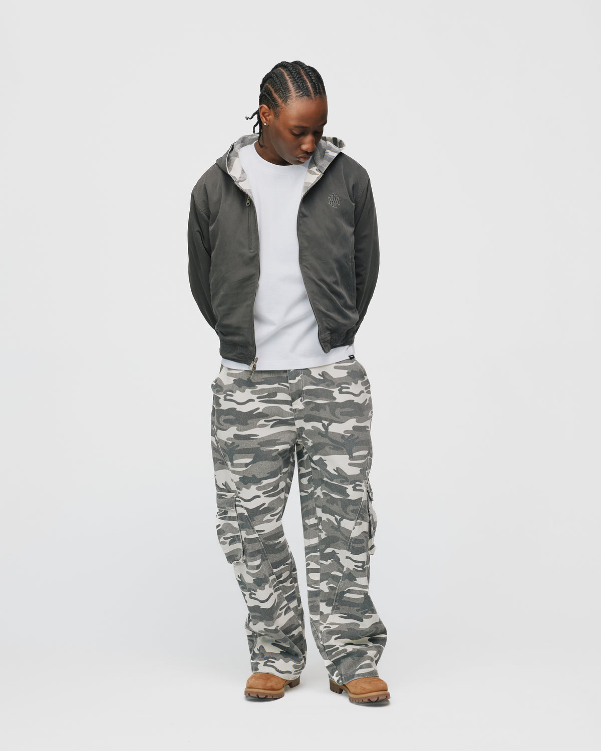 Reversible Hooded Jacket - White Camo