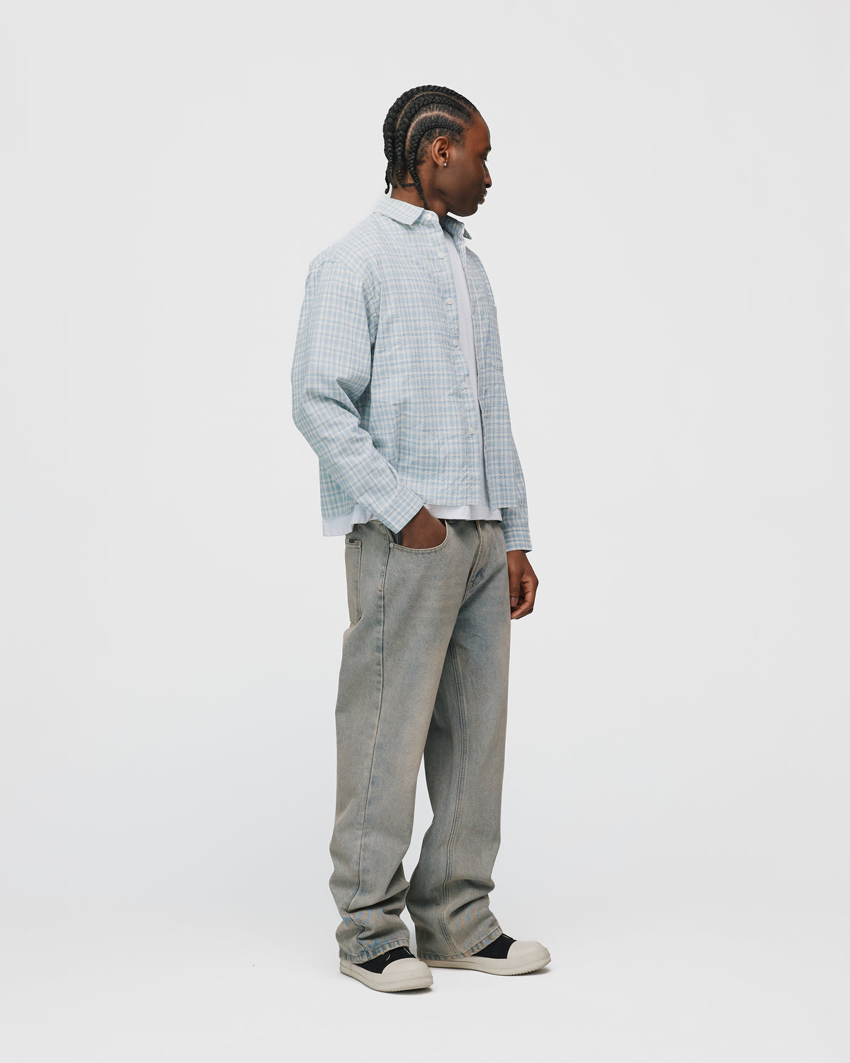 Cropped Flannel - Light Blue