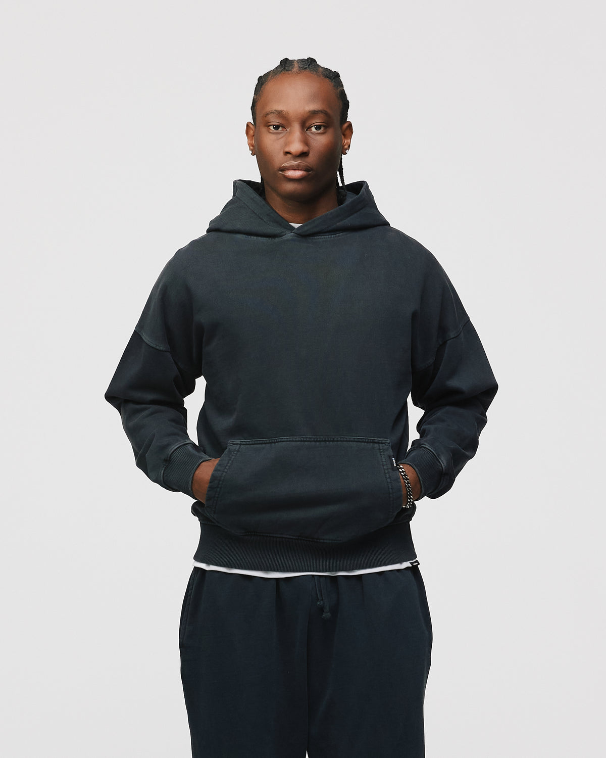 Drop Shoulder Hoodie - Vintage Black