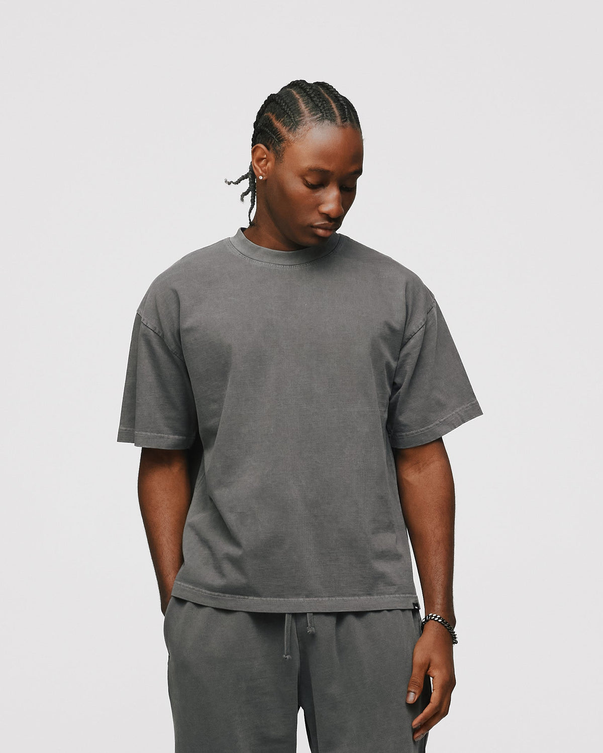 Drop Shoulder T-Shirt - Vintage Grey