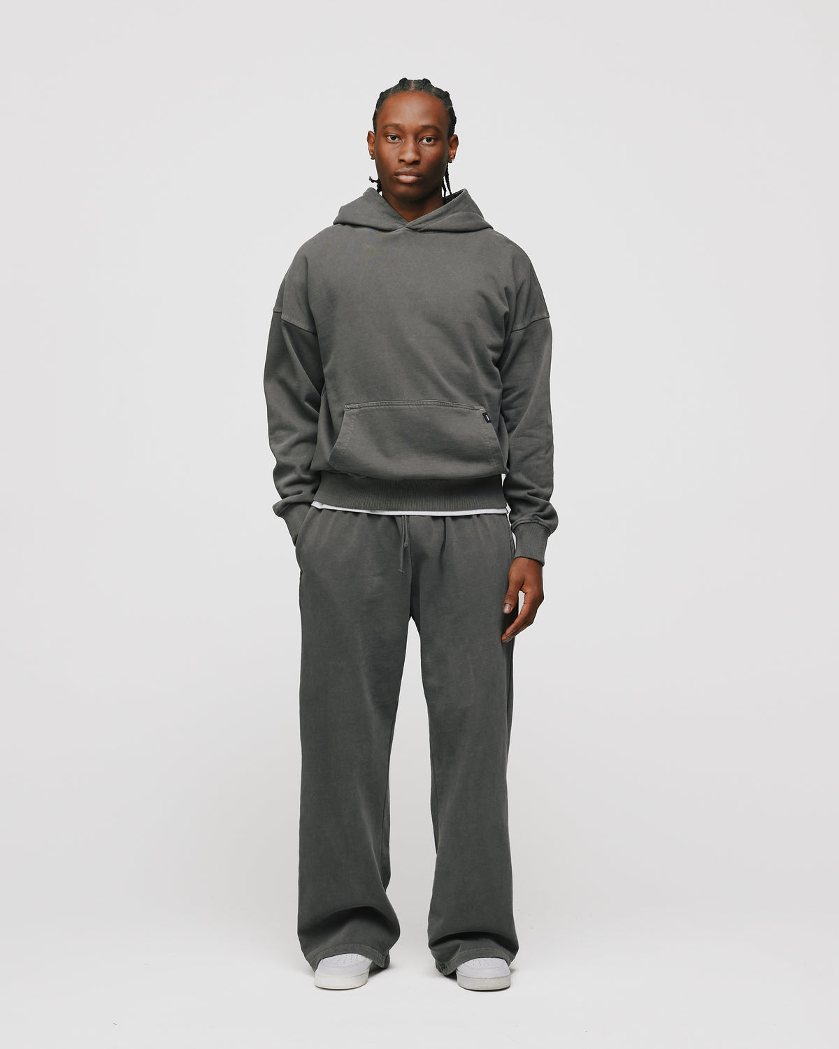 Drop Shoulder Hoodie - Vintage Grey