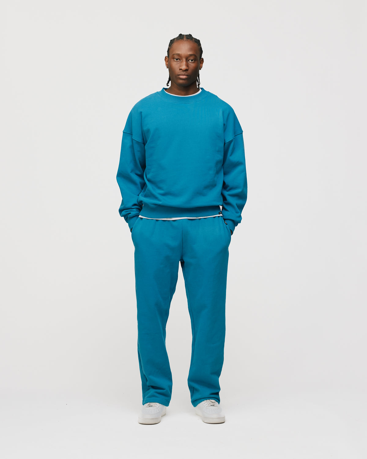Drop Shoulder Crewneck - Aqua