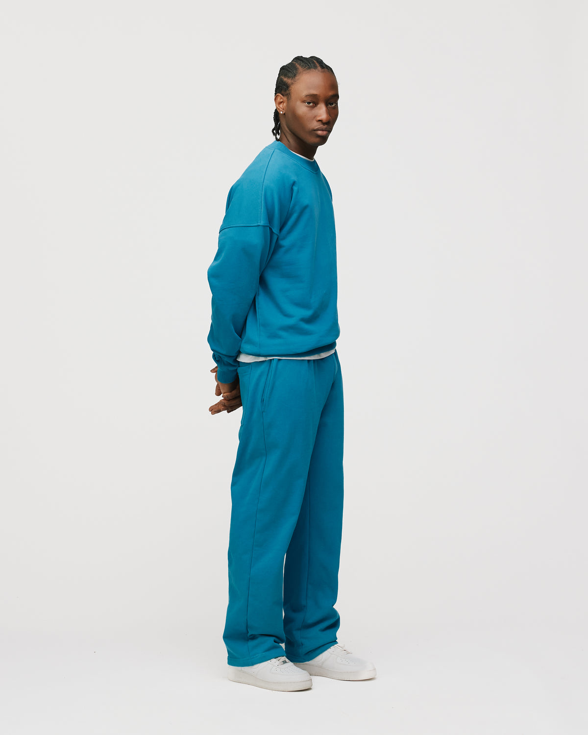 Drop Shoulder Crewneck - Aqua
