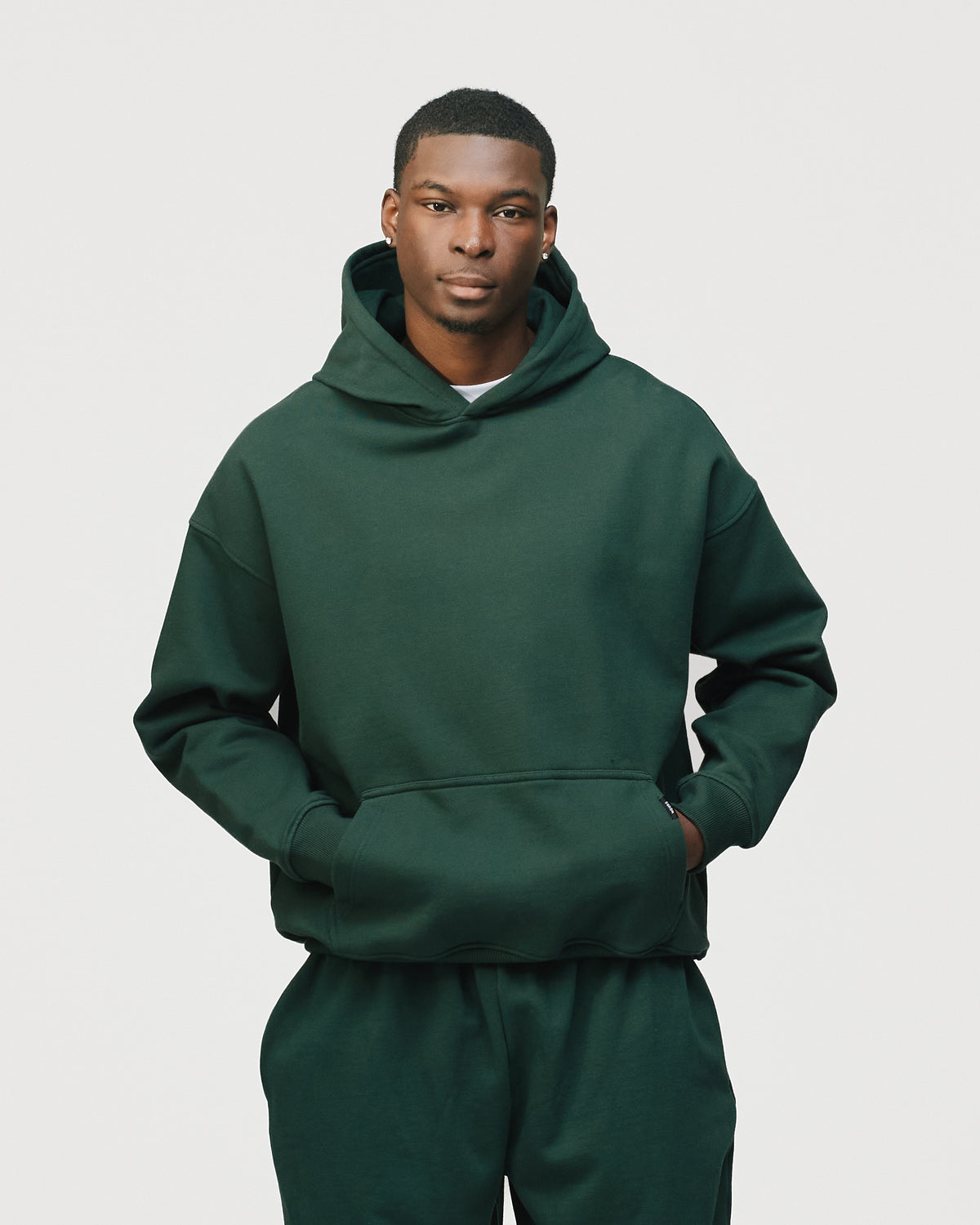Drop Shoulder Hoodie - Forest Green
