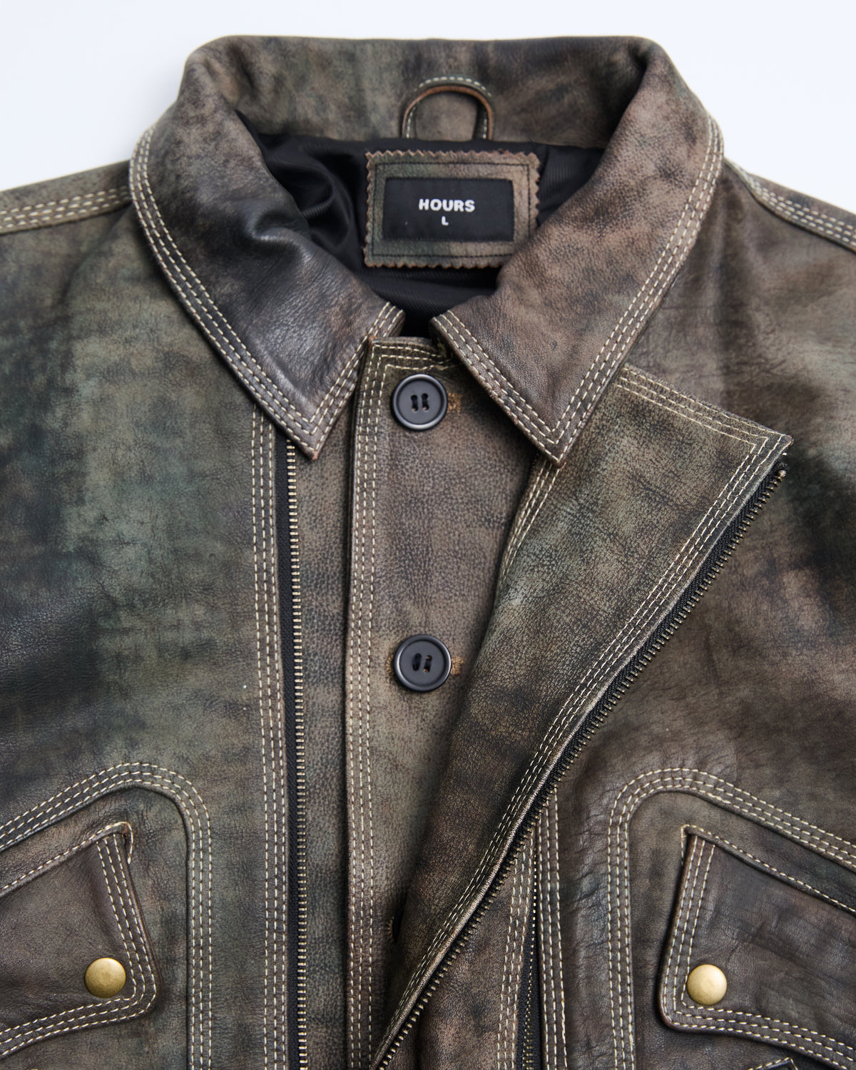 Leather Flight Jacket - Vintage Black