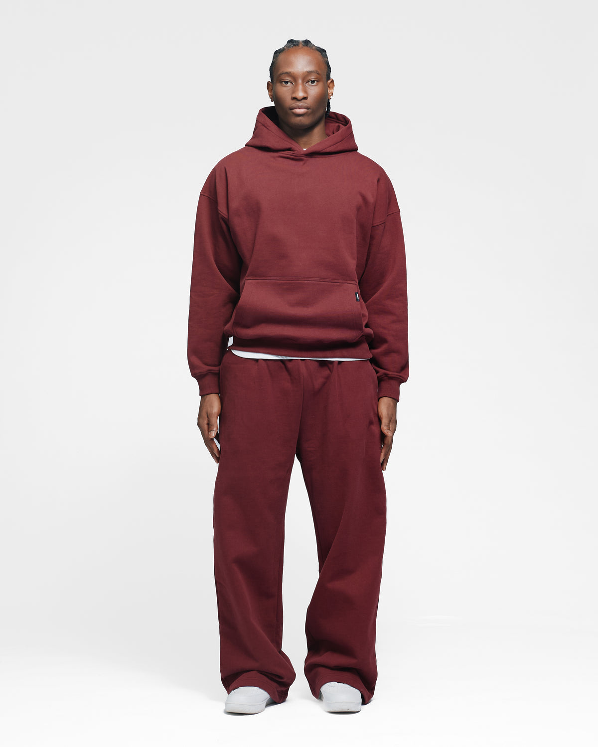 Drop Shoulder Hoodie - Burgundy