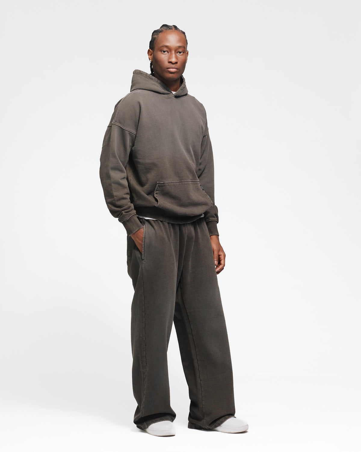 Drop Shoulder Hoodie - Sunfaded Espresso