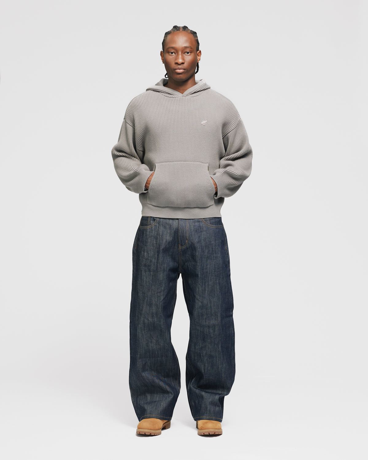 Signature Ribbed Hoodie - Grey