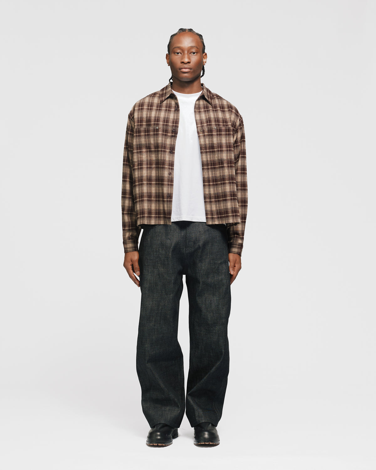 Cropped Flannel - Brown