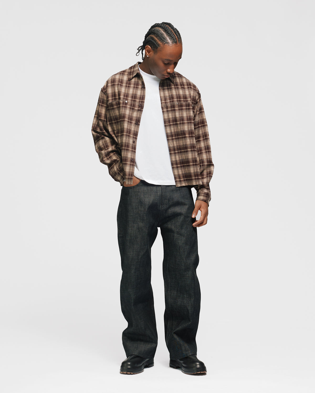 Cropped Flannel - Brown