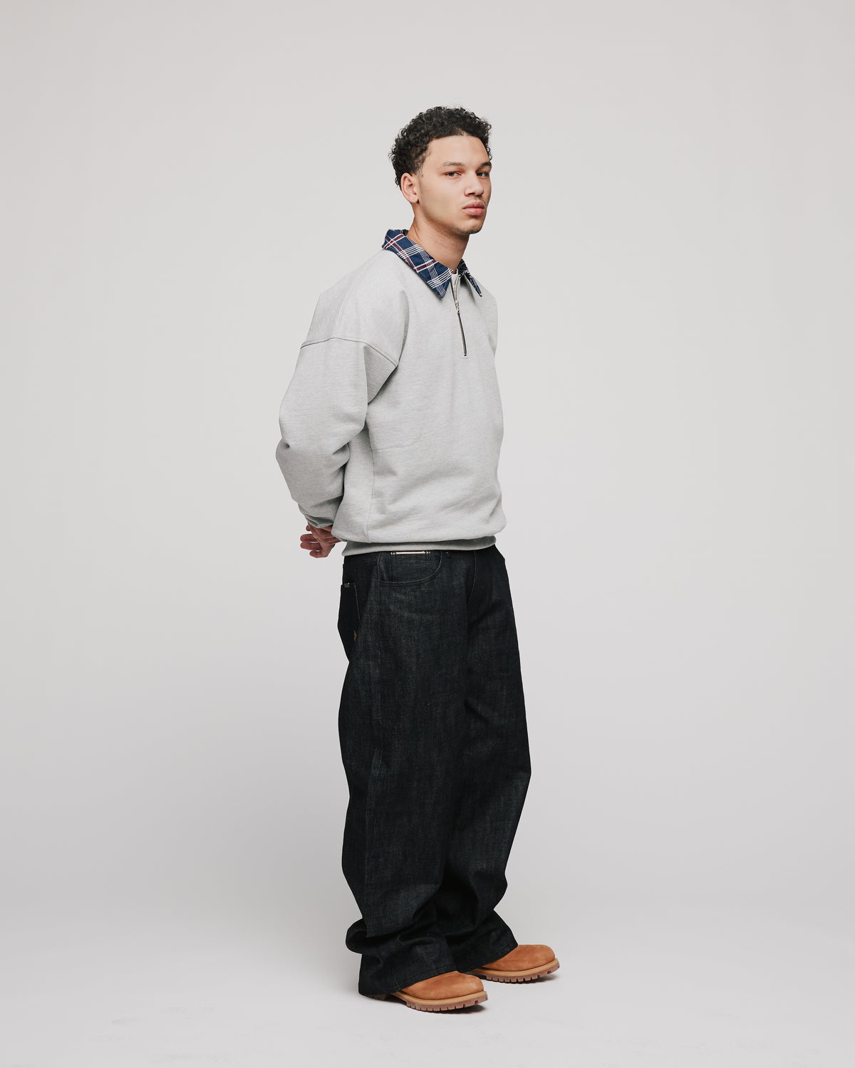 Flannel 1/4 Zip - Grey
