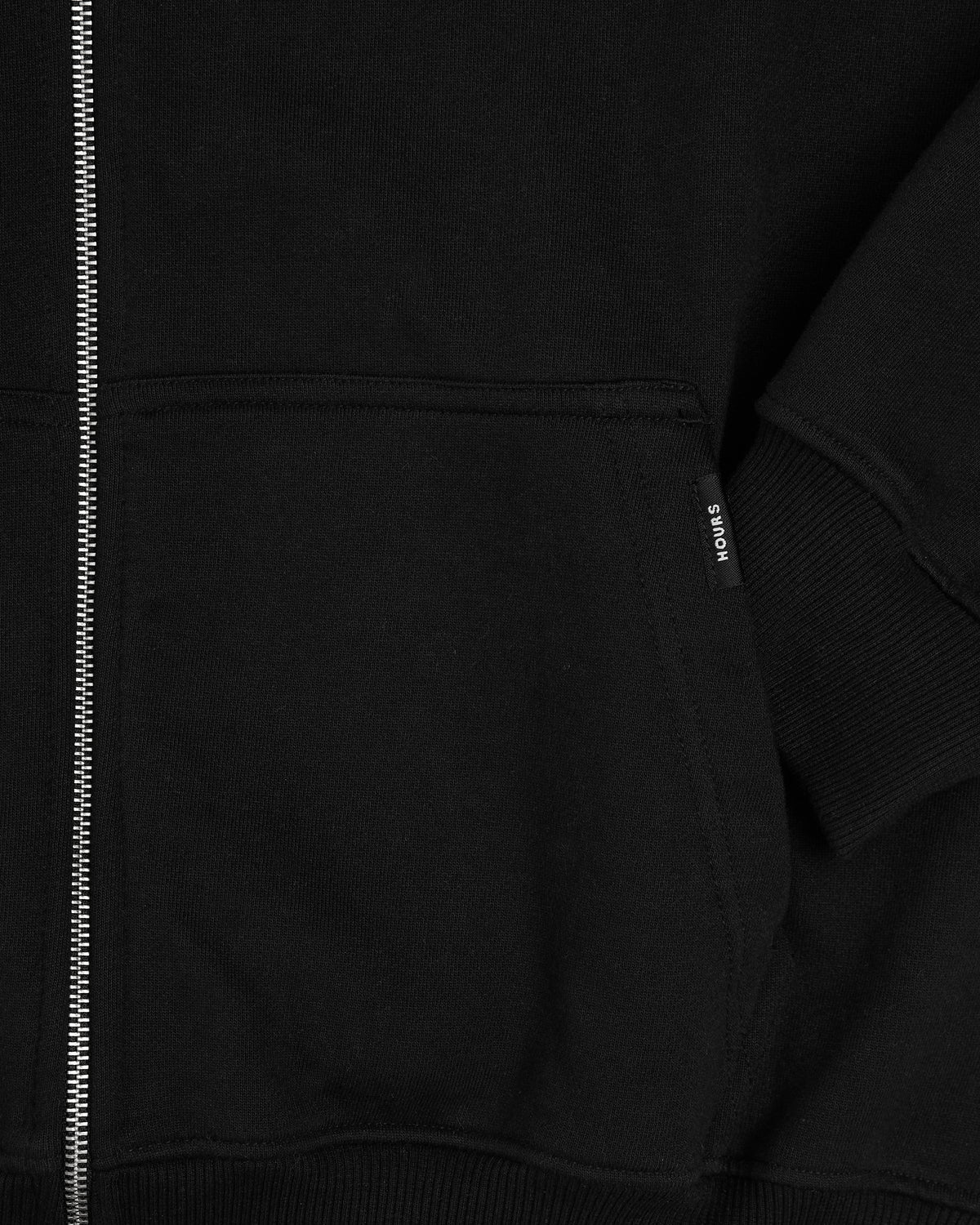 Drop Shoulder Zip Hoodie - Black