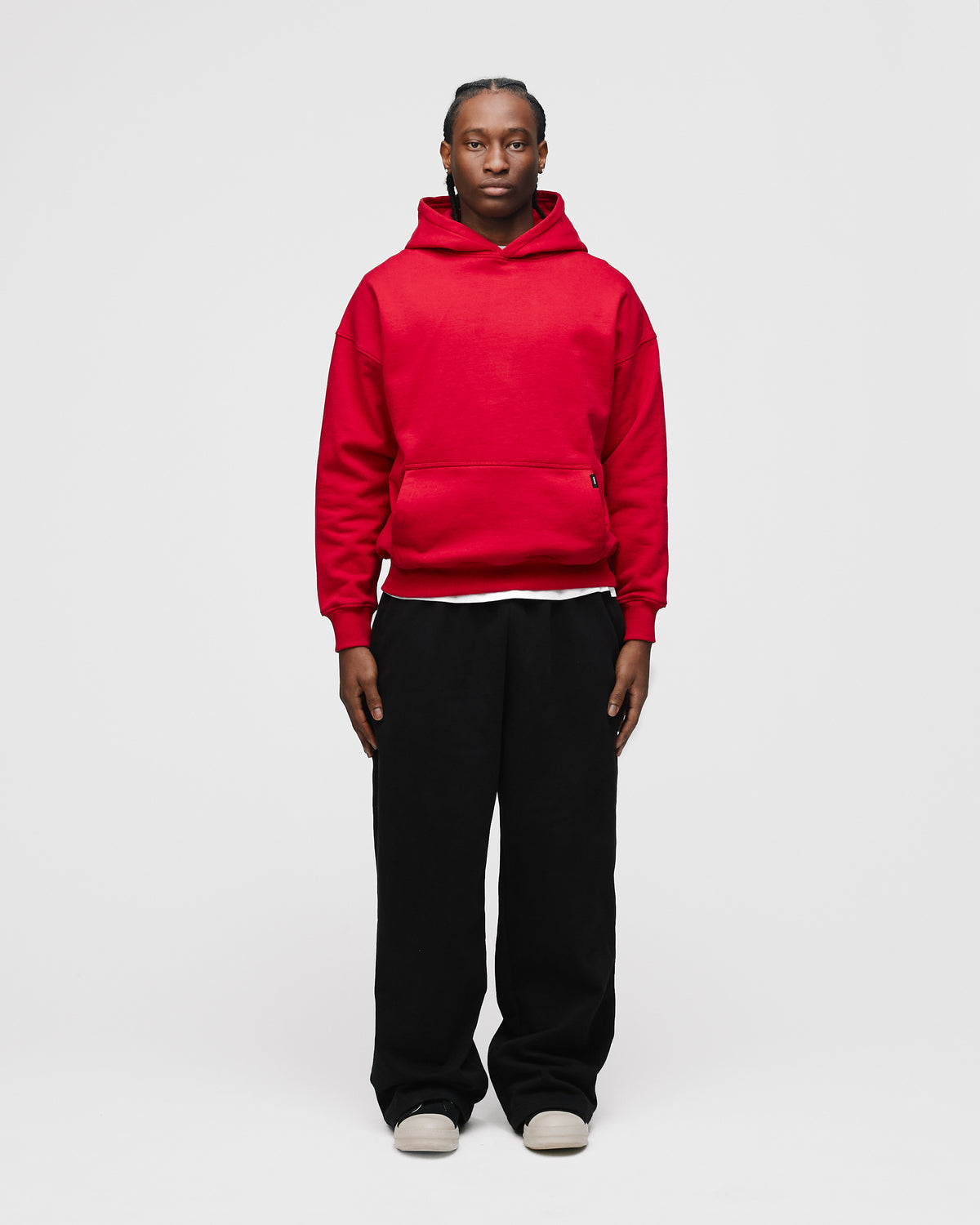 Drop Shoulder Hoodie - Red
