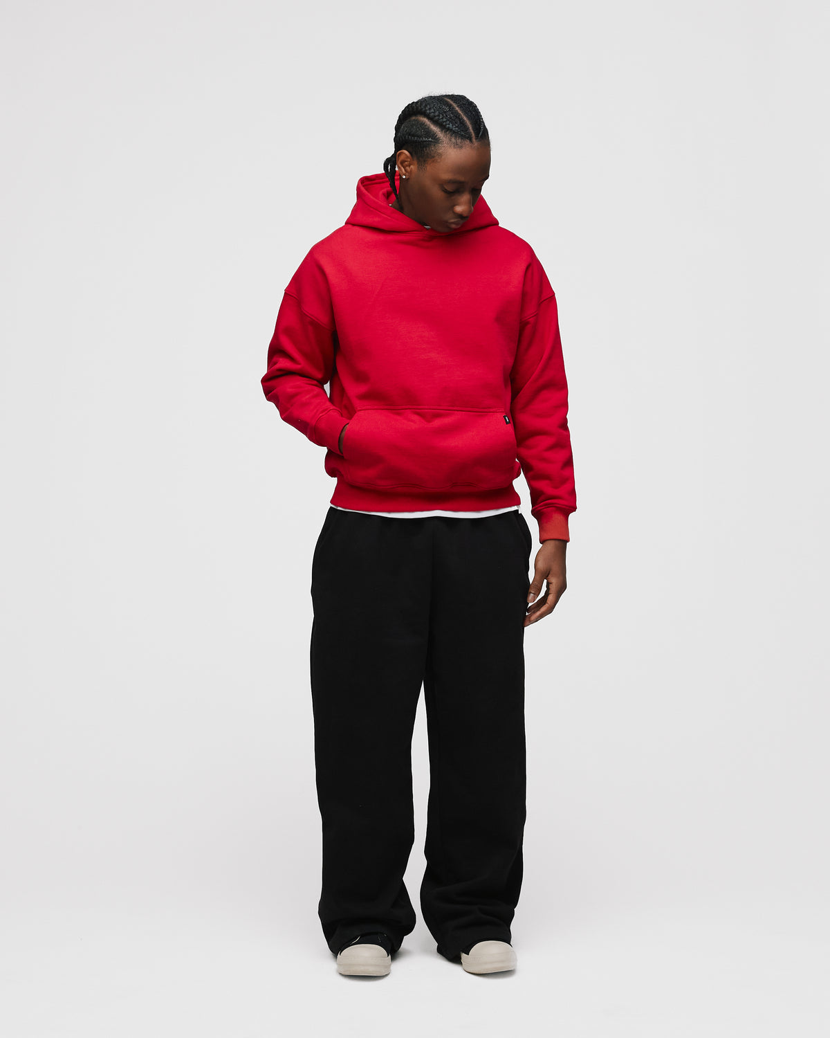 Drop Shoulder Hoodie - Red