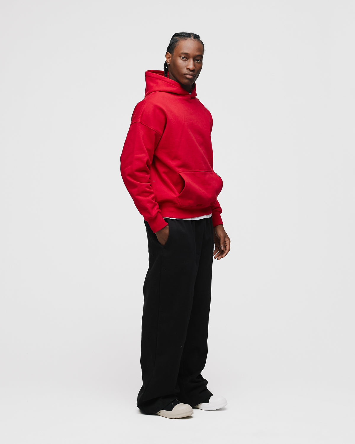 Drop Shoulder Hoodie - Red