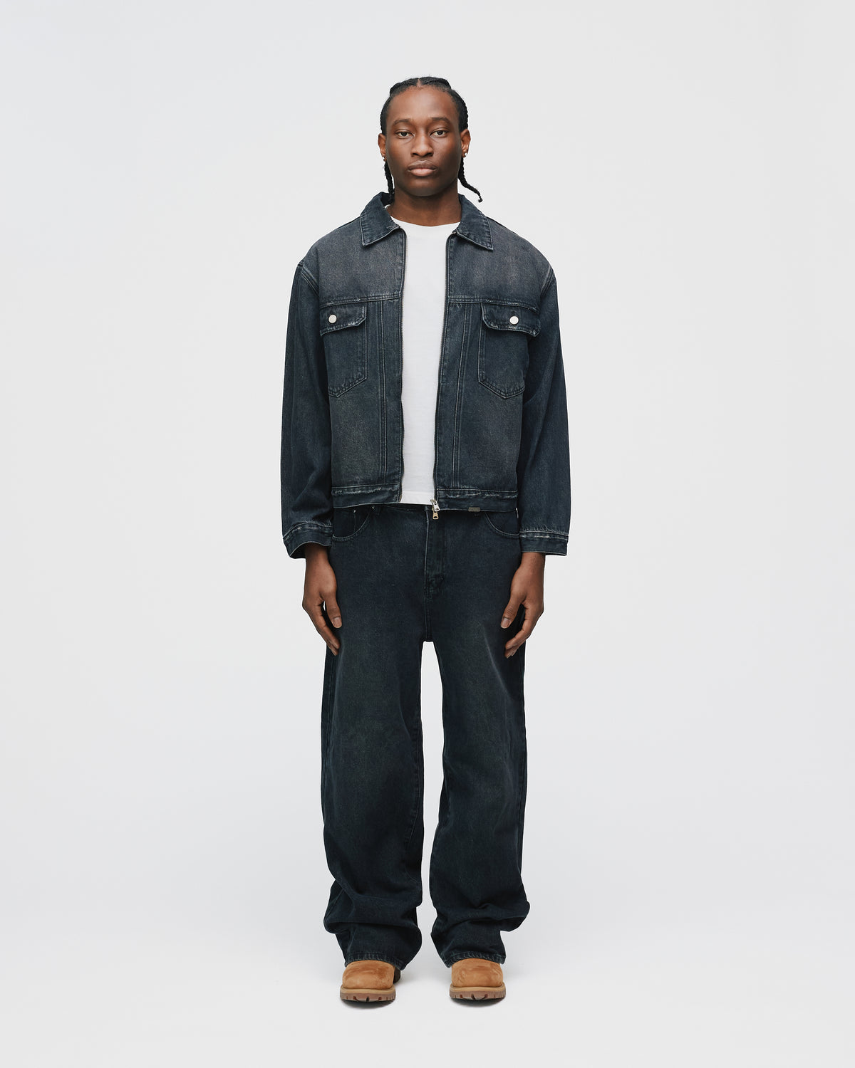 Baggy Denim Pants - Washed Black