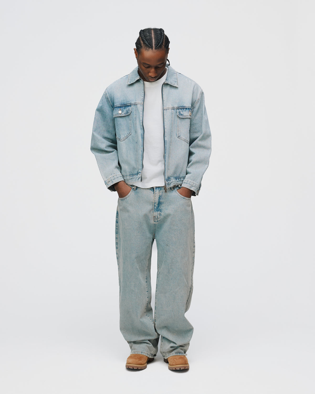 Denim Zip Jacket - Washed Blue