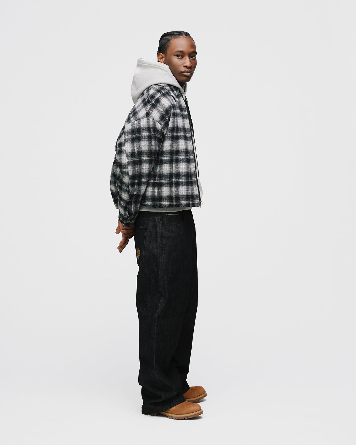 Flannel Zip Overshirt - Black
