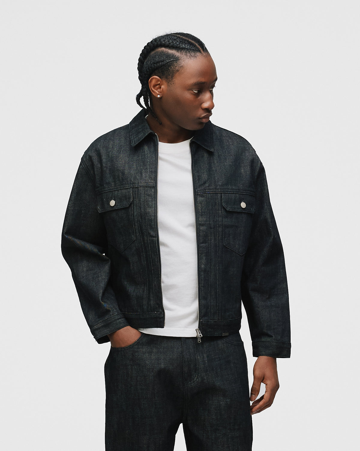 Raw Denim Jacket - Black