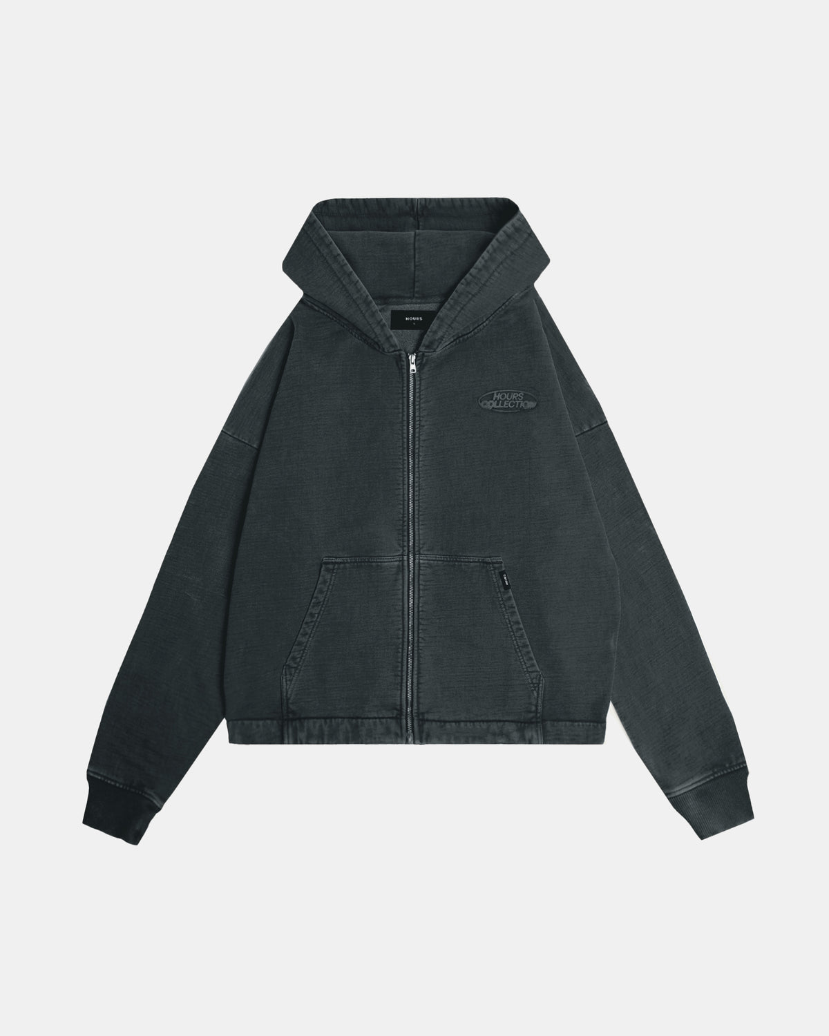 Mind Connection Cropped Zip Hoodie - Vintage Black