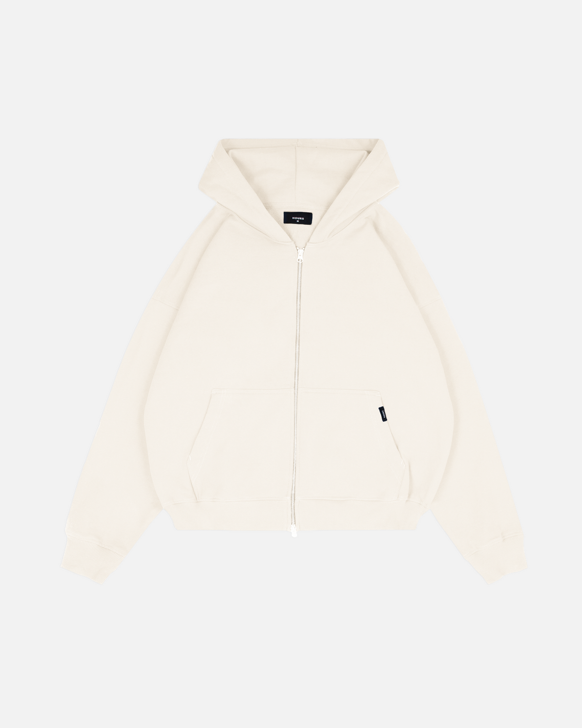 Drop Shoulder Zip Hoodie - Oyster