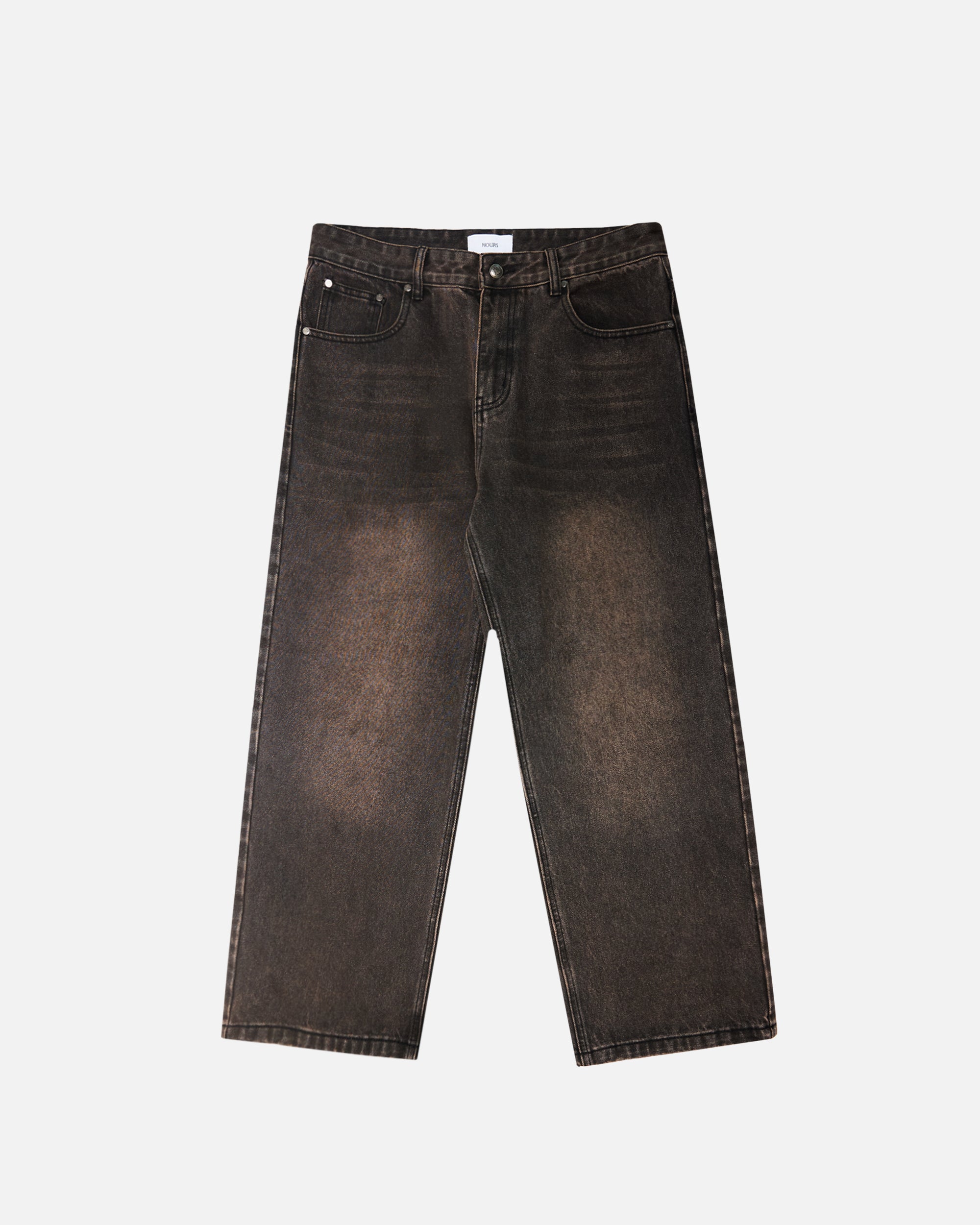 Baggy Denim Pants - Washed Brown