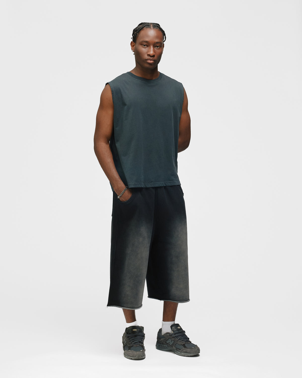 Cropped Tank Top - Washed Black