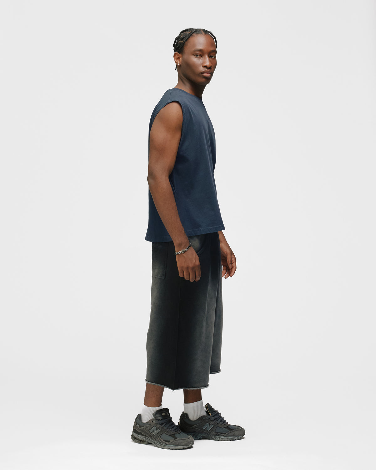Cropped Tank Top - Washed Navy
