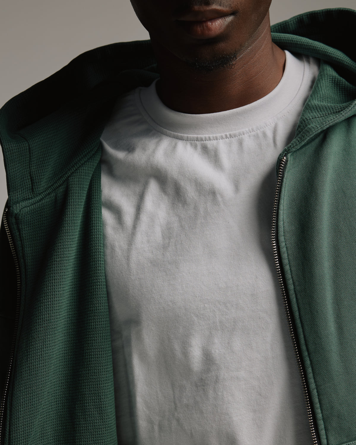 Thermal Lined Zip Hoodie - Vintage Green
