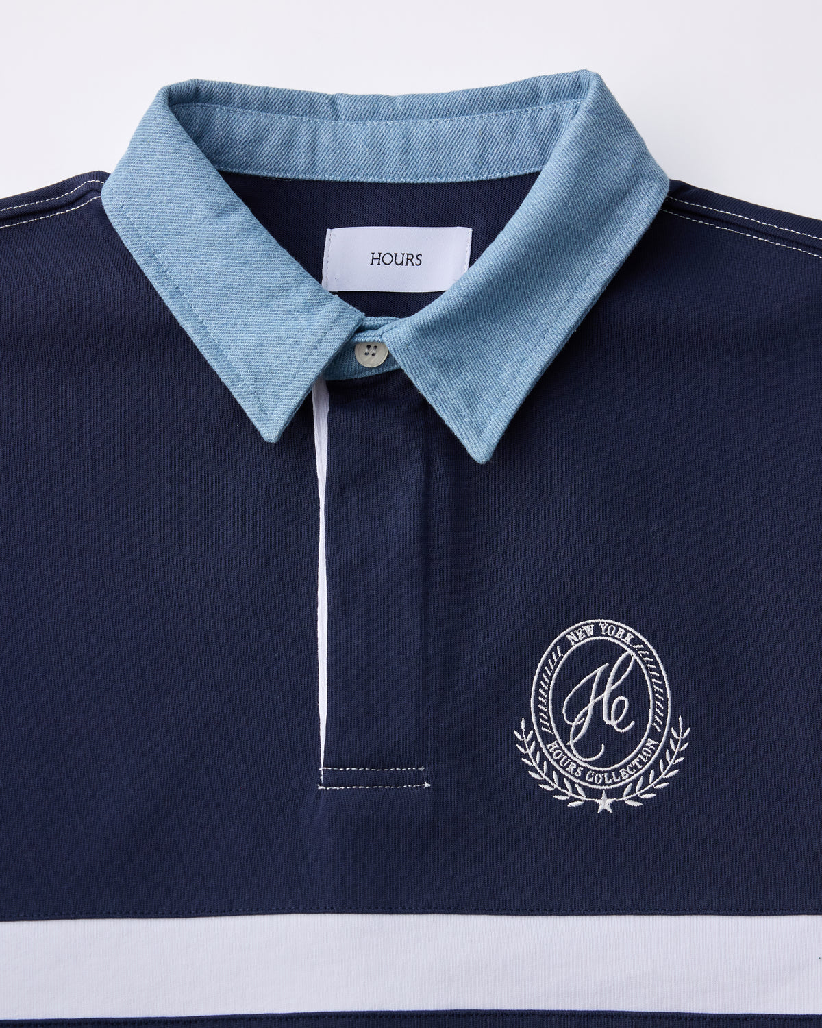 Cropped Rugby Shirt - Navy Blue